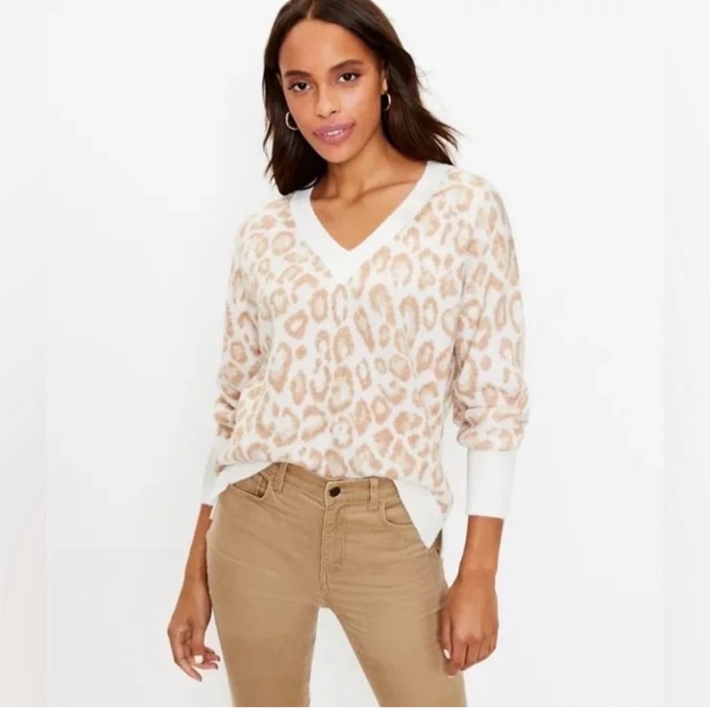 NWT Loft Leopard V-Neck Sweater
